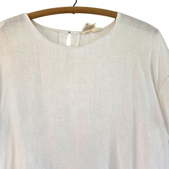 Reistor Womens White Hemp Blouse 2XL Round Neck Cap Sleeve - Picture 4 of 12